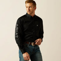 ARIAT MENS TEAM LOGO TWILL FITTED SHIRT - BLACK