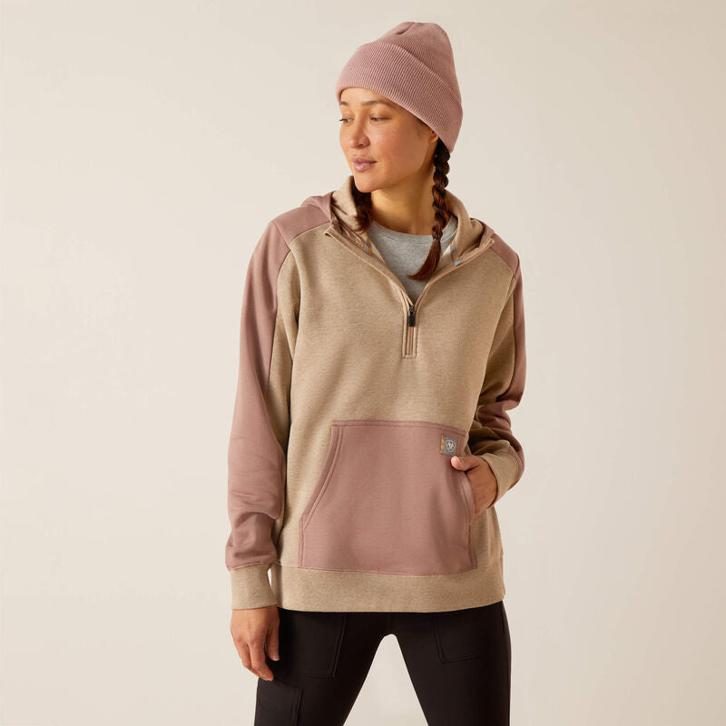 ARIAT WOMENS REBAR COLORBLOCK 1/2 ZIP HOODIE