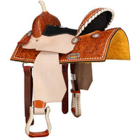 Double T Chestnut Daisy Barrel Style Saddle - 13"