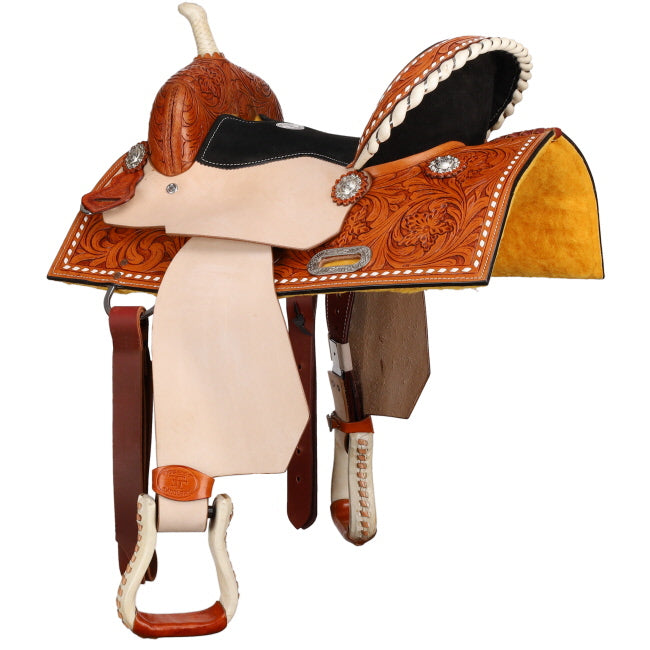 Double T Chestnut Daisy Barrel Style Saddle - 13"