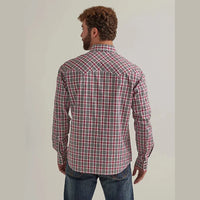 WRANGLER MENS SAWTOOTH SNAP POCKET SHIRT - RED BLUR