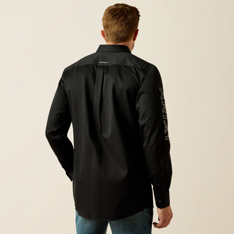 ARIAT MENS TEAM LOGO TWILL FITTED SHIRT - BLACK