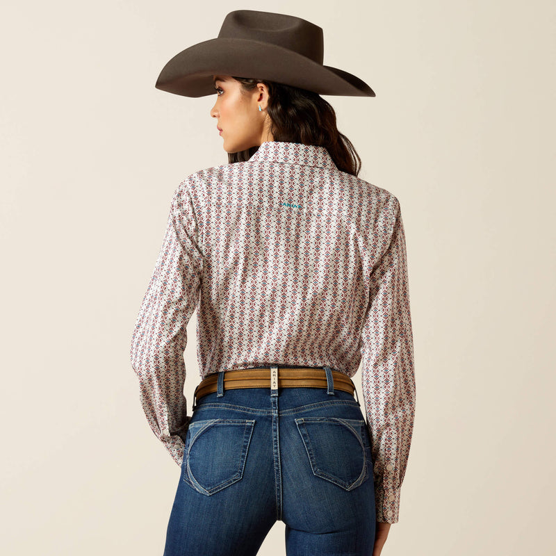 ARIAT WOMENS KIRBY STRETCH SHIRT - WINSOME GEO PRINT