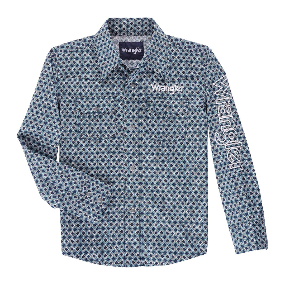 WRANGLER BOYS LOGO WESTERN SHIRT - NAVY