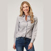 ROPER WOMENS SOLID SNAP WESTERN SHIRT - GREY