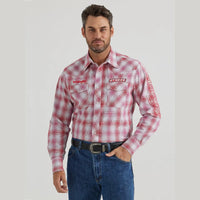 WESTERN MENS PBR LOGO SHIRT - CHERRY PLAID