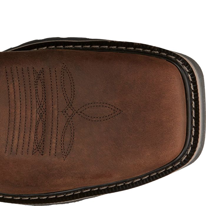JUSTIN MENS DRILLER PECAN BROWN WATER BUFFALO WESTERN BOOT