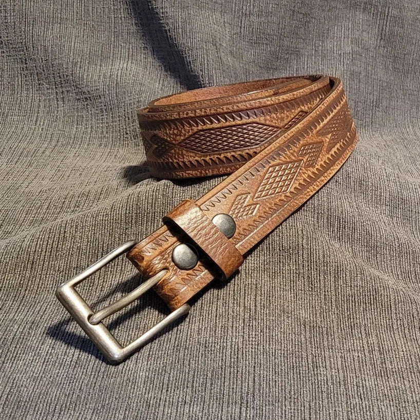MENS AZTEC TWO TONE BELT - BROWN