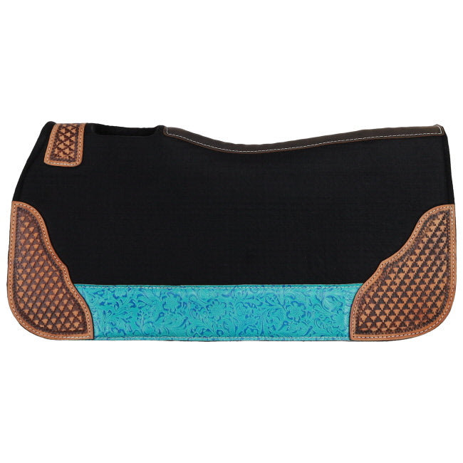 31" x 32" Teal Hibiscus Contoured Felt Saddle Pad