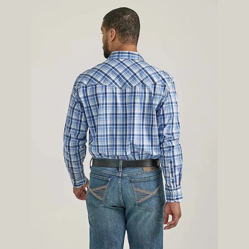 WRANGLER MENS WESTERN PLAID - BLUE