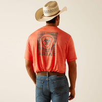 ARIAT MENS CHARGER SW SHIELD TEE SHIRT - HOT CORAL