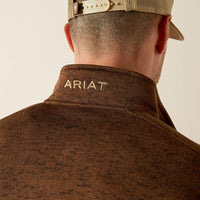 ARIAT MENS CALDWELL LOGO 1/4 ZIP SWEATER - CARAFE
