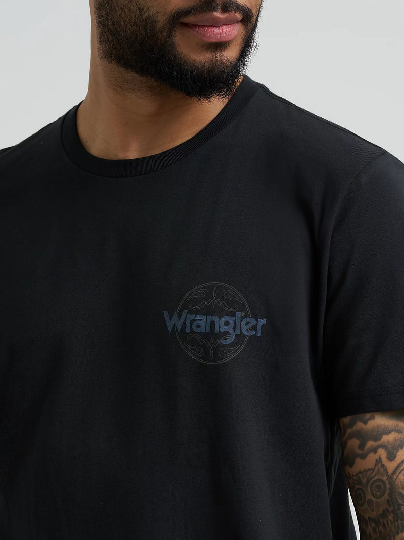 WRANGLER MENS COWBOY BACK GRAPHIC TEE - JET BLACK