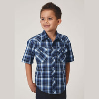 ROPER BOYS SHORT SLEEVE MIDNIGHT PLAID WESTERN SHIRT