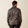 ARIAT MENS CALDWELL LOGO 1/4 ZIP SWEATER - DEEP MAHOGANY