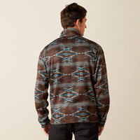ARIAT MENS CALDWELL LOGO 1/4 ZIP SWEATER - DEEP MAHOGANY
