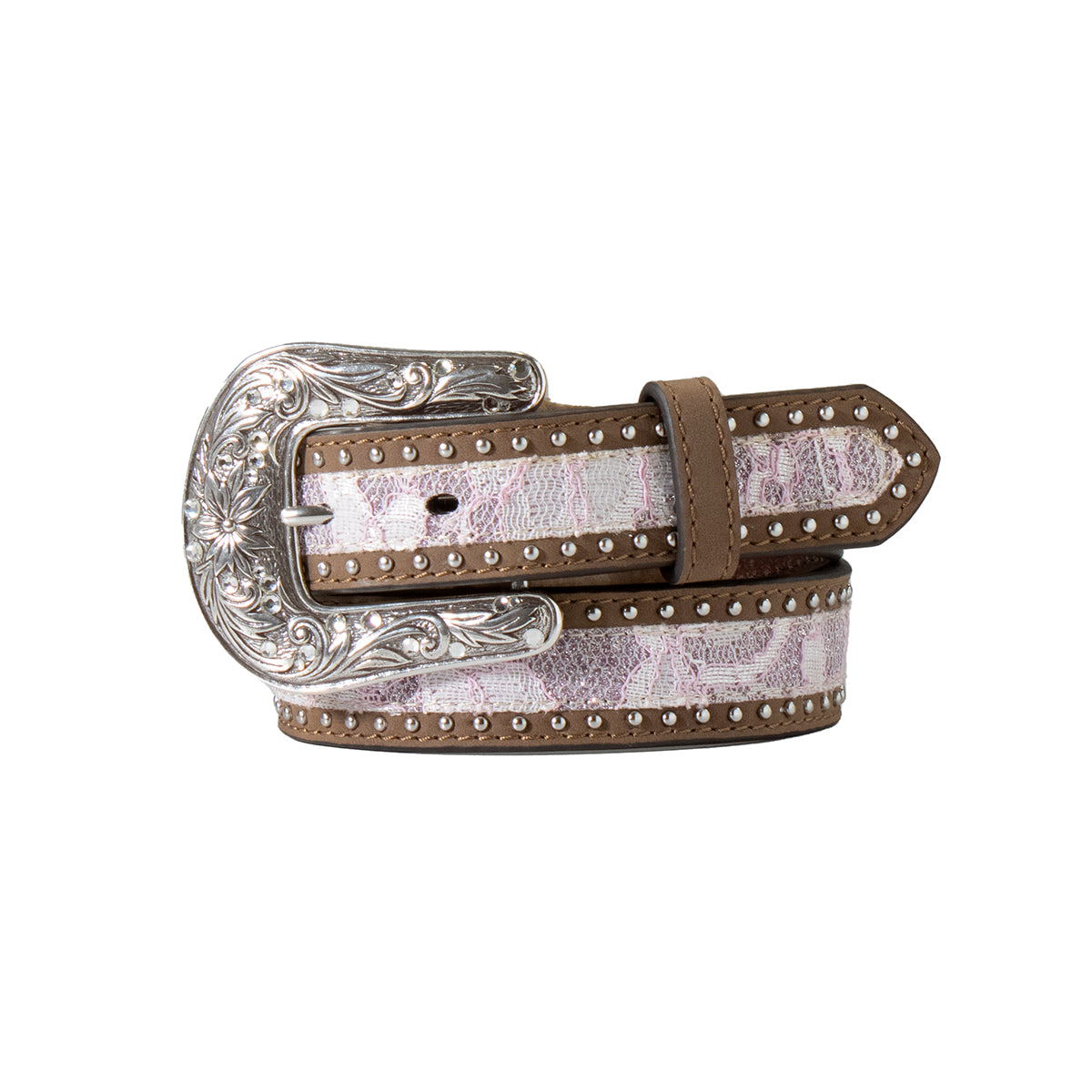 NOCONA GIRL LACE GLITTER INLAY PINK BELT