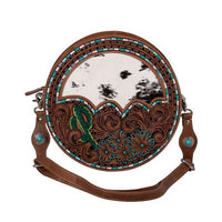 MYRA PRAIRIE DREAMS HAND TOOLED ROUND BAG