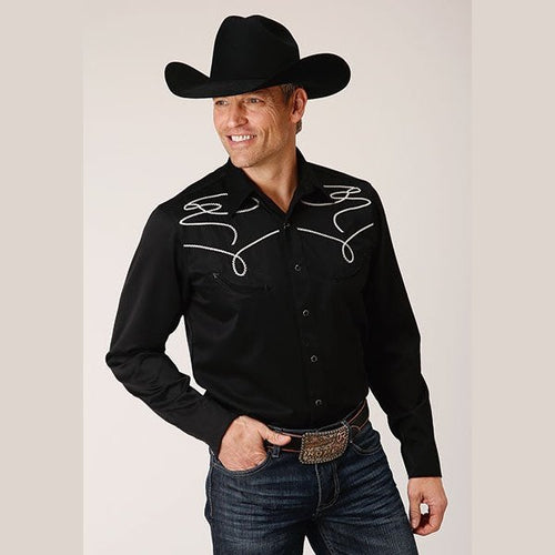 ROPER MENS EMBROIDERY BRONC RIDER WESTERN SHIRT