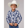 ROPER BOYS BLUE/WHITE PLAID WESTERN SHIRT