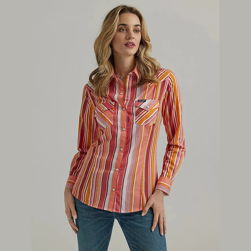 WRANGLER WOMENS ALL OCCASION SNAP SHIRT - SUNNY STRIPE