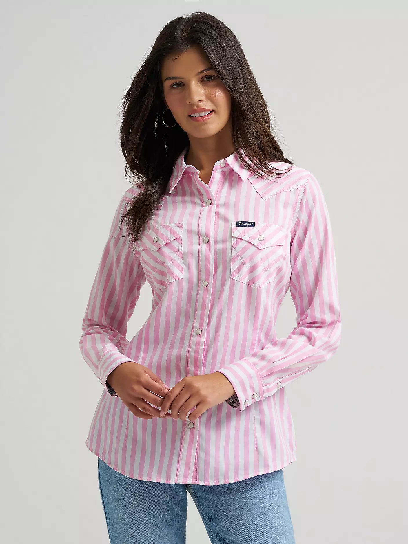 2026 - WRANGLER WOMENS ALL OCCASION WESTERN SNAP SHIRT - PINK STRIPES