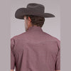 ROPER MENS SHORT SLEEVE SNAP STRETCH MINI CHECK SHIRT - WINE