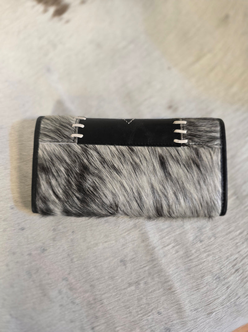 LEATHER HAIR ON STITCHED WALLET