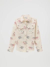 WRANGLER GIRLS COWBOY HORSE PRINT SNAP SHIRT