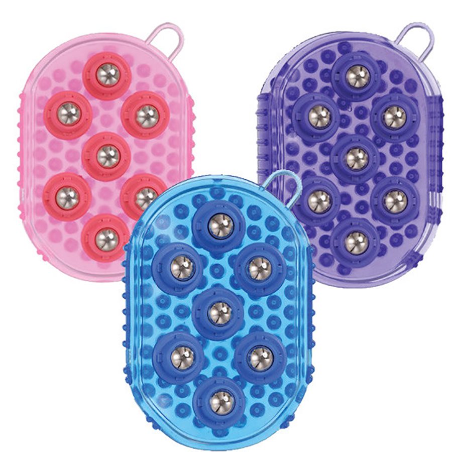 GEL GROOMER MASSAGE MITT WITH MAGNETIC ROLLERS