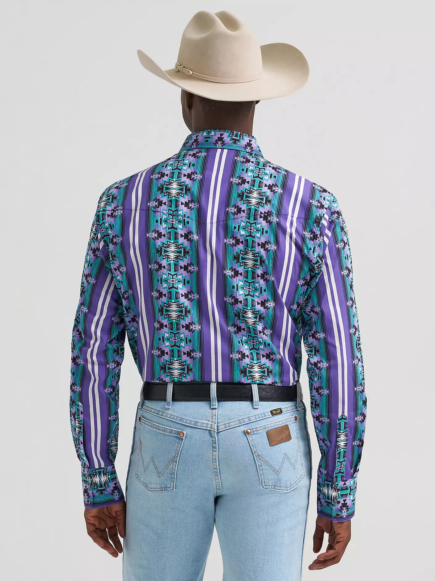 2026 - WRANGLER MENS CHECOTAH WESTERN SNAP PRINTED SHIRT - VIOLET SERAPE