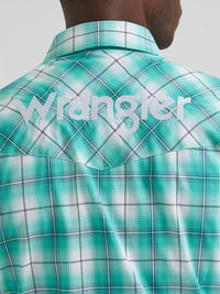 2026 - WRANGLER MENS LOGO WESTERN SNAP SHIRT - TURQUOISE SEA