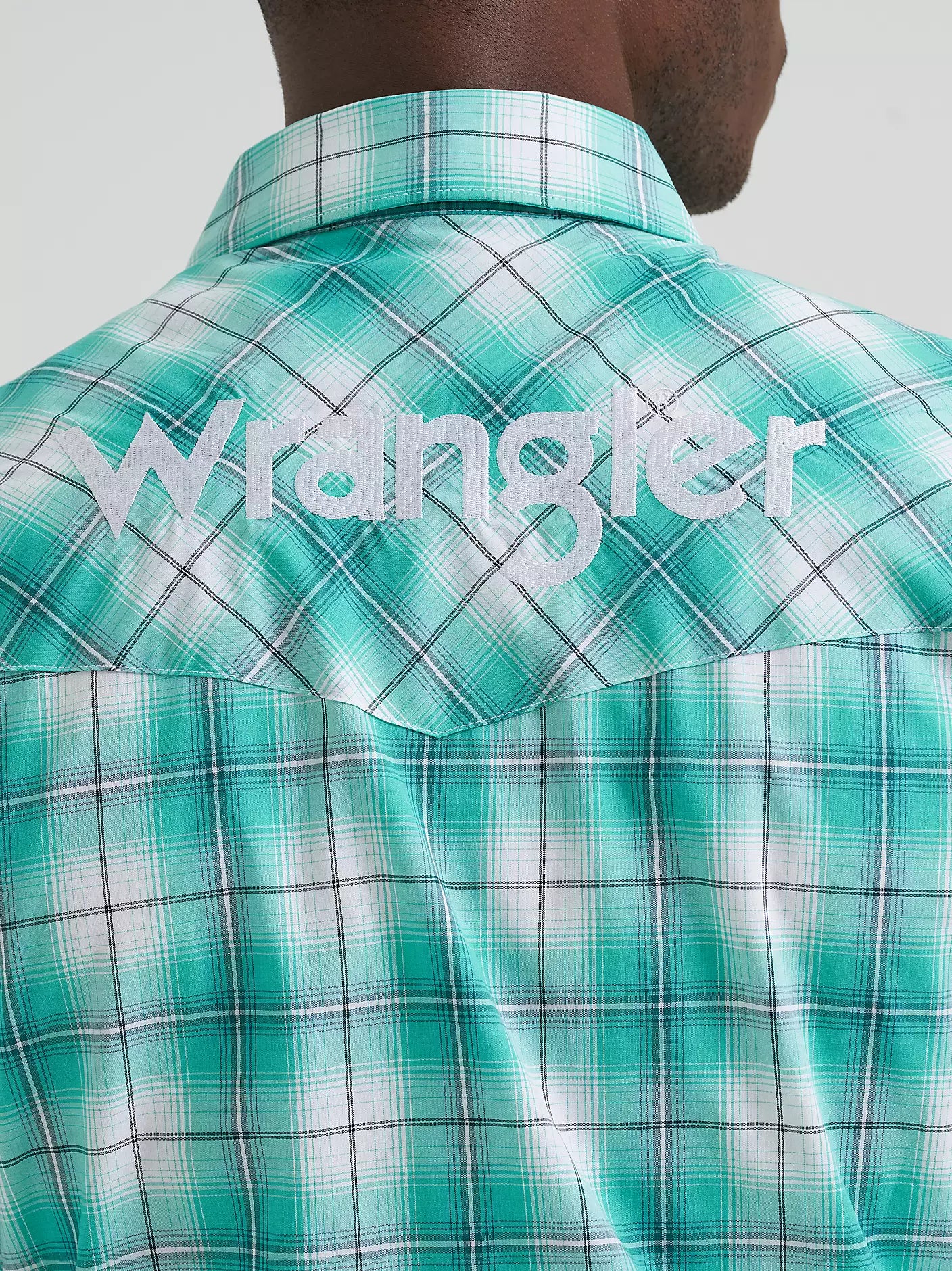 2026 - WRANGLER MENS LOGO WESTERN SNAP SHIRT - TURQUOISE SEA