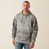 ARIAT MENS SOUTHWESTERN COLOR BLOCK HOODIE - GREY GEO SERAPE