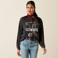 ARIAT WOMENS CANVAS OVERSIZED LONG SLEEVE SHIRT - BLACK