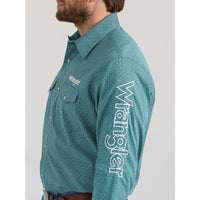 WRANLGER MENS LOGO WESTERN SHIRT - TEAL