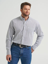 WRANGLER MENS GEORGE STRAIT BUTTON DOWN SHIRT - BLUE GREY SWIRL