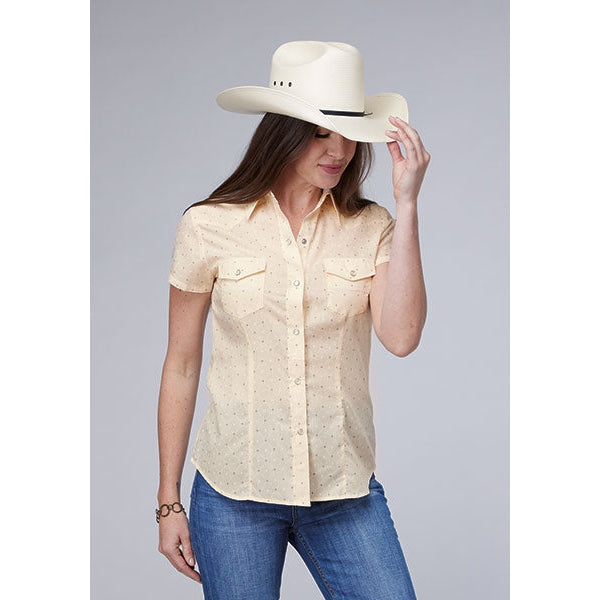 ROPER WOMENS SHORT SLEEVE DIAMOND PRINT SHIRT