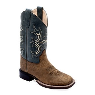 OLD WEST CHILDRENS SQUARE TOE WESTERN BOOT