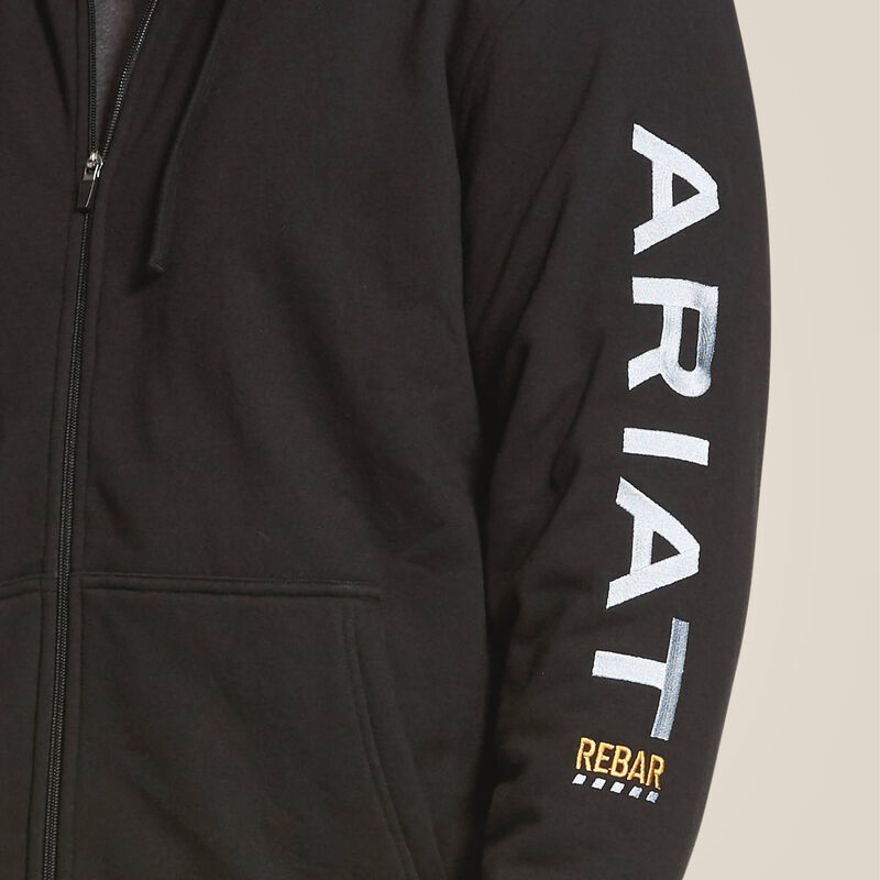 ARIAT MENS REBAR ALL WEATHER FULL ZIP HOODIE - BLACK