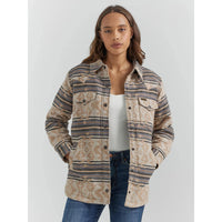 WRANGLER WOMENS SOUTHWESTERN PRINT SHACKET - DOE STRIPE