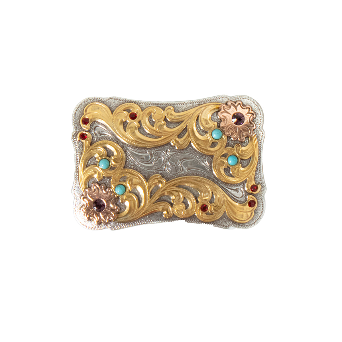 BLAZIN ROXX RECTANGLE BUCKLE STONE ACCENTS MULTICOLOR BUCKLE