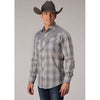 ROPER MENS LIGHT GREY PLAID SHIRT WITH EMBROIDERY