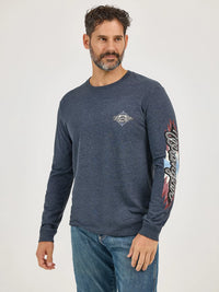 WRANGLER MENS LONG SLEEVE GRAPHIC SHIRT - DARK NAVY