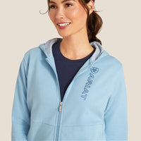 ARIAT WOMENS TEAM LOGO FULL ZIP HOODIE - GLACIER BLUE