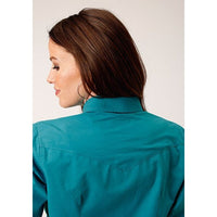 ROPER WOMENS SOLID POPLIN WESTERN SHIRT - DEEP TEAL