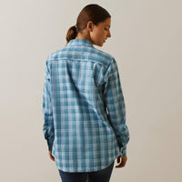 ARIAT WOMENS REBAR TOUGH DURASTRETCH WORK SHIRT- SKY PLAID