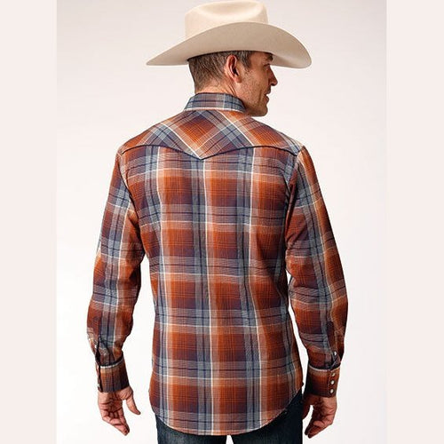 ROPER MENS PLAID WITH LONGHORN EMBROIDERY