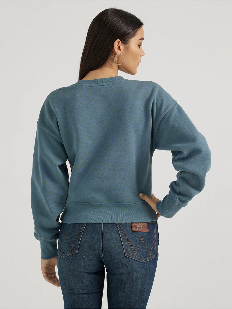 WRANGLER WOMENS SHABBY LOGO PULLOVER SWEATSHIRT