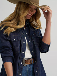 WRANGLER WOMENS VINTAGE DENIM WESTERN SNAP SHIRT